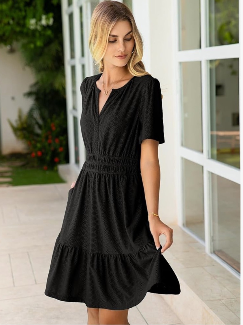 Simplee Apparel black eyelet lace dress. New with tags. Size medium.